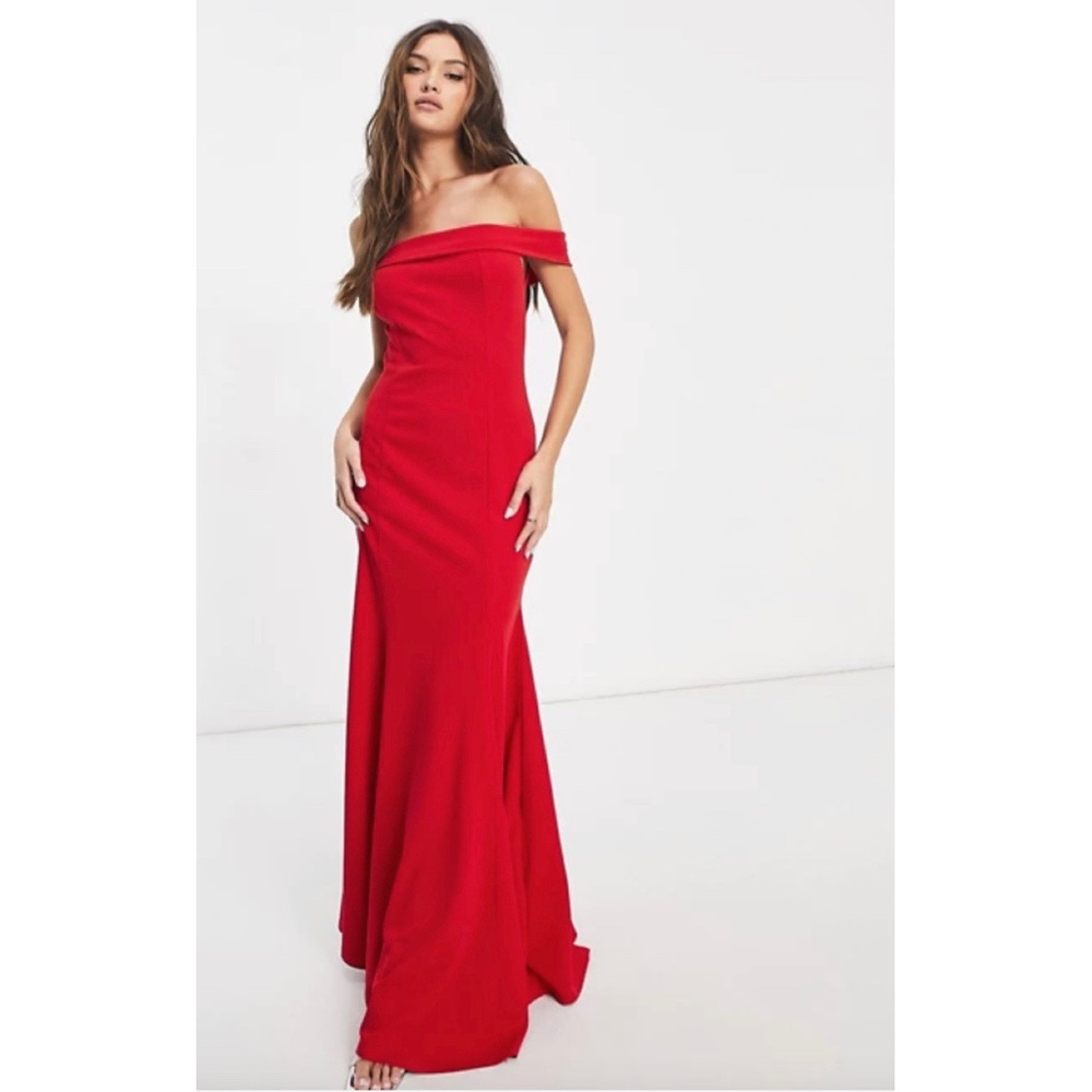 NEW Club L Bandeau Fishtail Maxi Dress Sexy Red